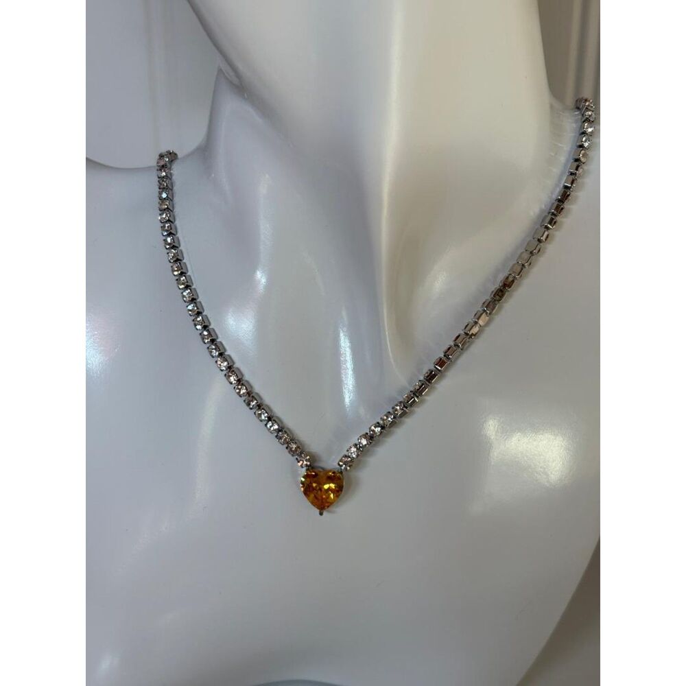 Yellow Heart Zircon 304 Stainless Steel Necklace  NWT